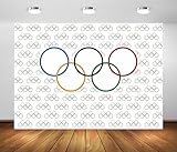 BELECO 7x5ft Fabric Olympics Backdrop Olympic Rings International Sports Background Grand Opening Sports Clubs Decorations Banner Photo Booth Shoot Studio Props, CHA60267