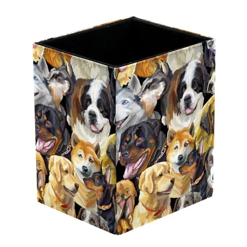 VAPOKF Portalápices para escritorio, Bulldog Puppy Hasky Dogs Retratos Impresiones Portalápices Portalápices Pinceles de Maquillaje Almacenamiento Escritorio Suministros Papeleros Organizador para