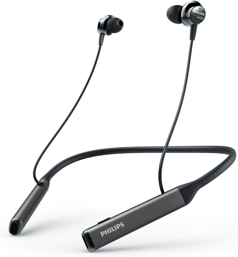 Philips Wireless Neckband Headphones PN505 with Active Noise Canceling, Voice Assistance, Up to 14hours Play time, Hi-Res Audio (TAPN505BK), Black