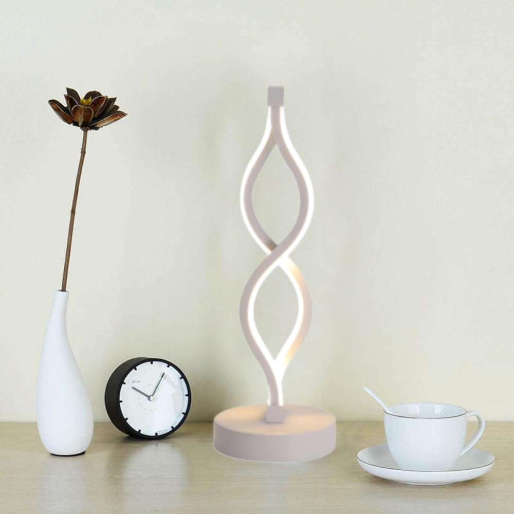 XINYASEE Lampada da Tavolo a LED Creativa in Acrilico - Lampada da Comodino a Spirale per Camera da Letto, Soggiorno, Studio (Oro