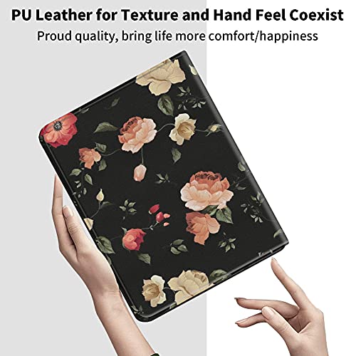 Case For Samsung Galaxy Tab S8 Plus 2022/ Tab S7 Fe 5G 2021/ Tab S7 Plus 2020 Tablet 12.4 Inch, Premium Pu Leather Case Ultra Slim Fit Shockproof Stand Folio Cover, Vintage White Peony #TOP4