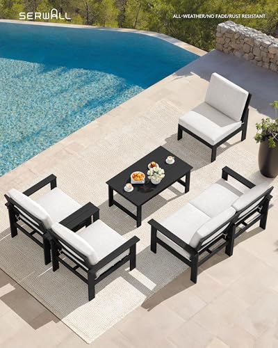 Image of SERWALL HDPE Outdoor Patio Furniture Set with Coffee Table