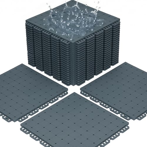 jxgzyy 24 Stück Bodenschutzmatte Puzzlematte Set Sportmatte Fitnessmatte Fallschutzmatten Outdoor Trainingsmatte Turnmatte Für Zuhause & Außenbereich, Grau