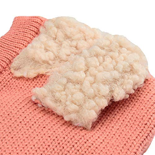 XYX Scarf Woolen Earflap Hood Warm Skull Knit Caps?Crochet Earflap Pilot Hats Beanie Cap For Toddlers Baby Girls And Boys, Hat4-Pink, Medium 4