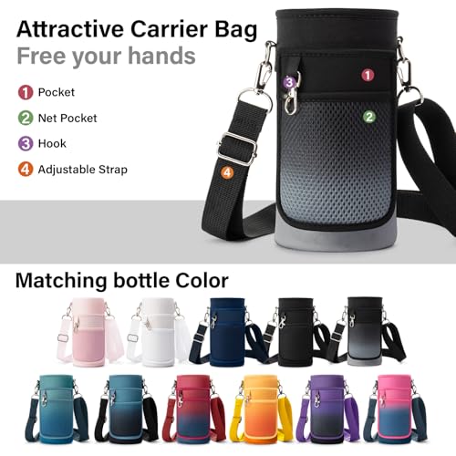 Insulated Water Bottle | Thickened Stainless Steel Vacuum Metal | Portable Sports Water Jug for Gym and Hiking with Straw, Carrier Bag, Handle Strap | BPA-Free 32 oz
