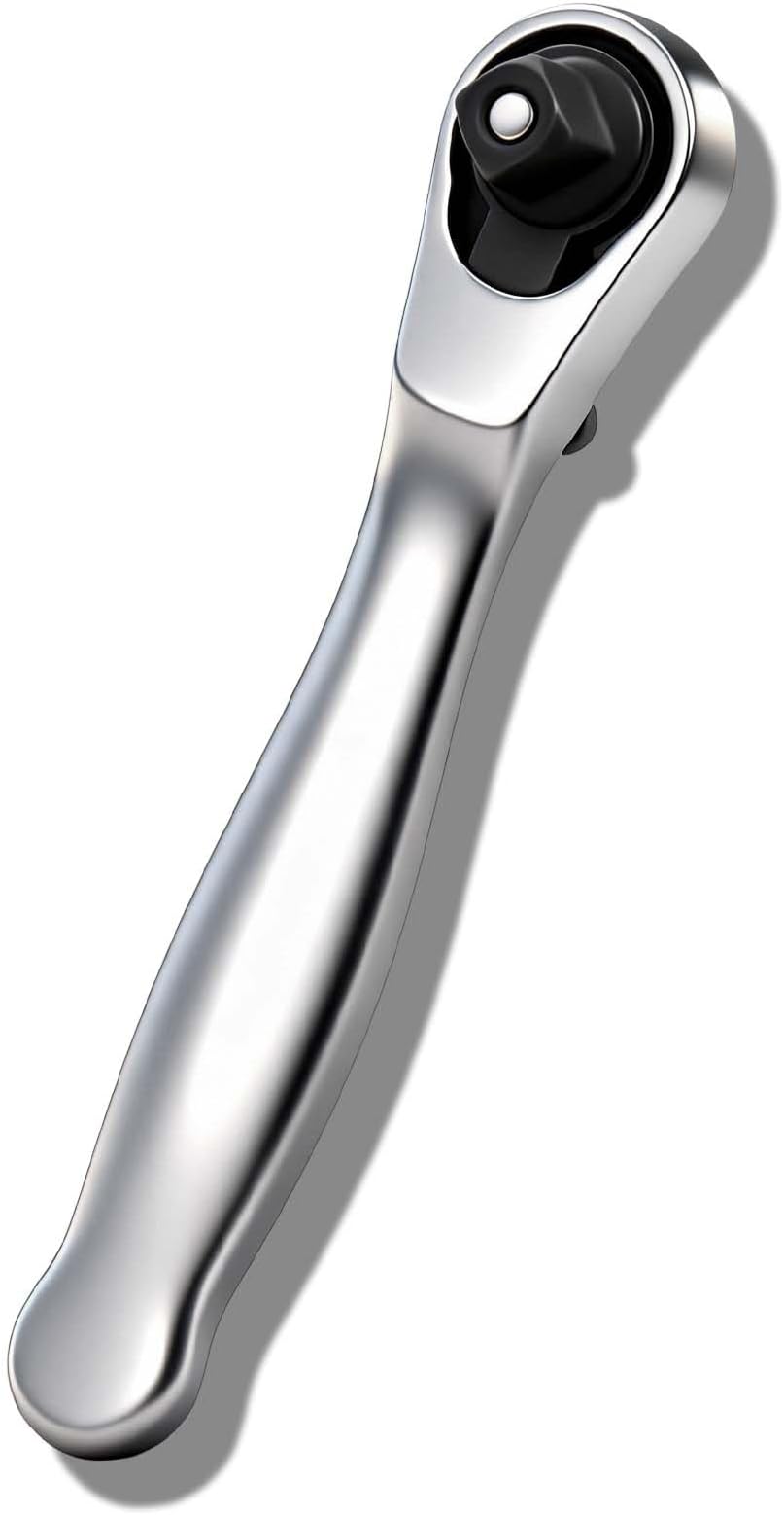 Stubby Ratchet 1/4 Inch Ratchet Wrench and Bit Driver Silver 72-Tooth Ratchets Screwdriver Mini Quick Release Socket Spanner Oval Head Wrench Repair Tools Wrenchs Screwdrive for Tight Spaces