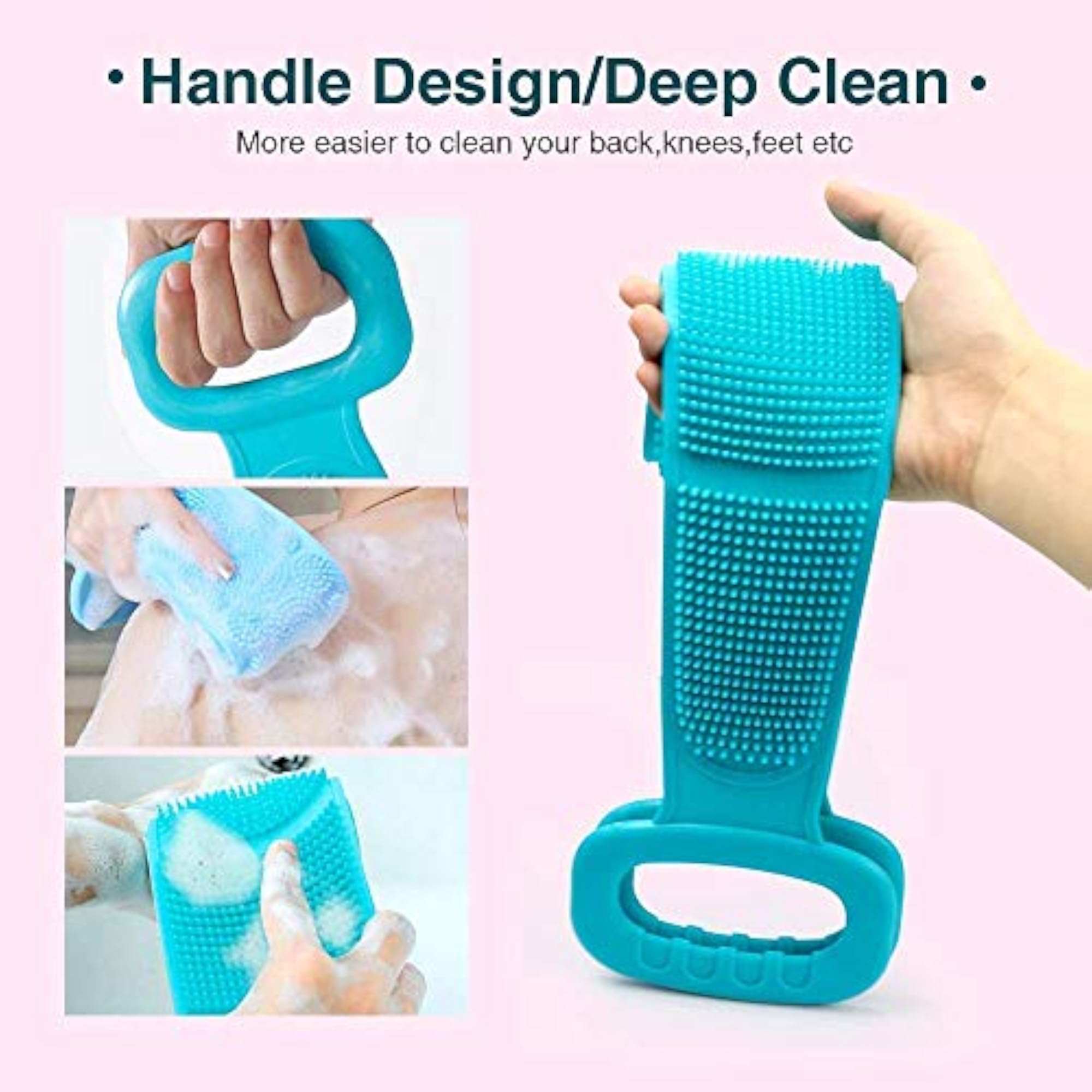 170cm Heavy Duty Silicone Back Scrubber for Shower, Exfoliating