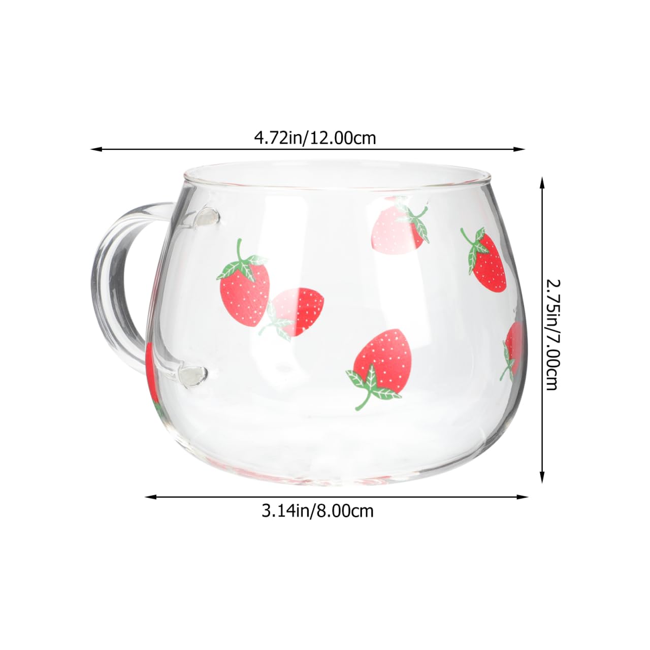 Lot De 2 Tasses Verre Transparent Fraise Avec Paille - Résistantes Chaleur - Café Thé Jus