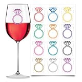 Drink Markers - Wine Glass Decals - Wine Clings - Wedding Ring (Set of 12, Static Cling)