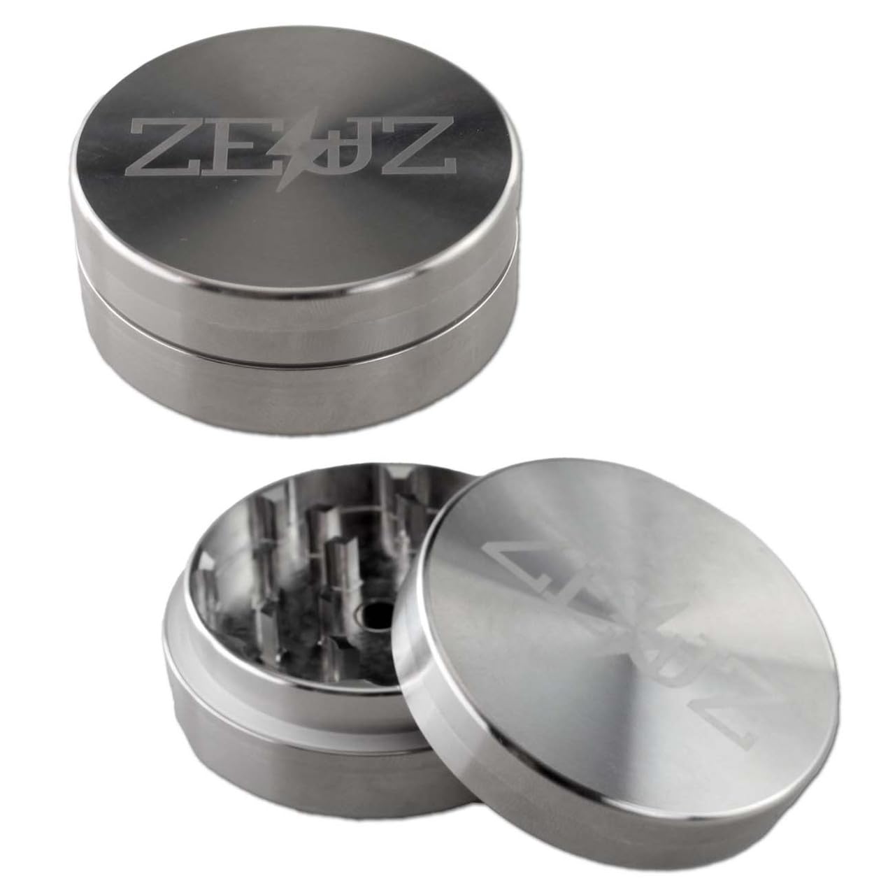 Black Leaf Edelstahl-Grinder ZEUZ 2-tlg. | Kräutermühle | kraftvoll, präzise, unzerstörbar | Tasche inkl.