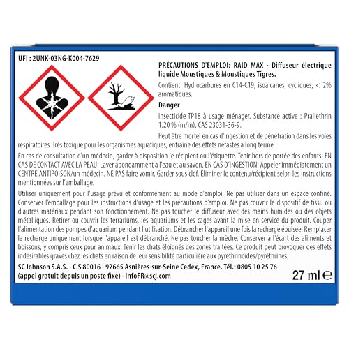 Moustiques et Moustiques Tigres Diffuseur Raid Max - Protection Inodore 45 Nuits - 2
