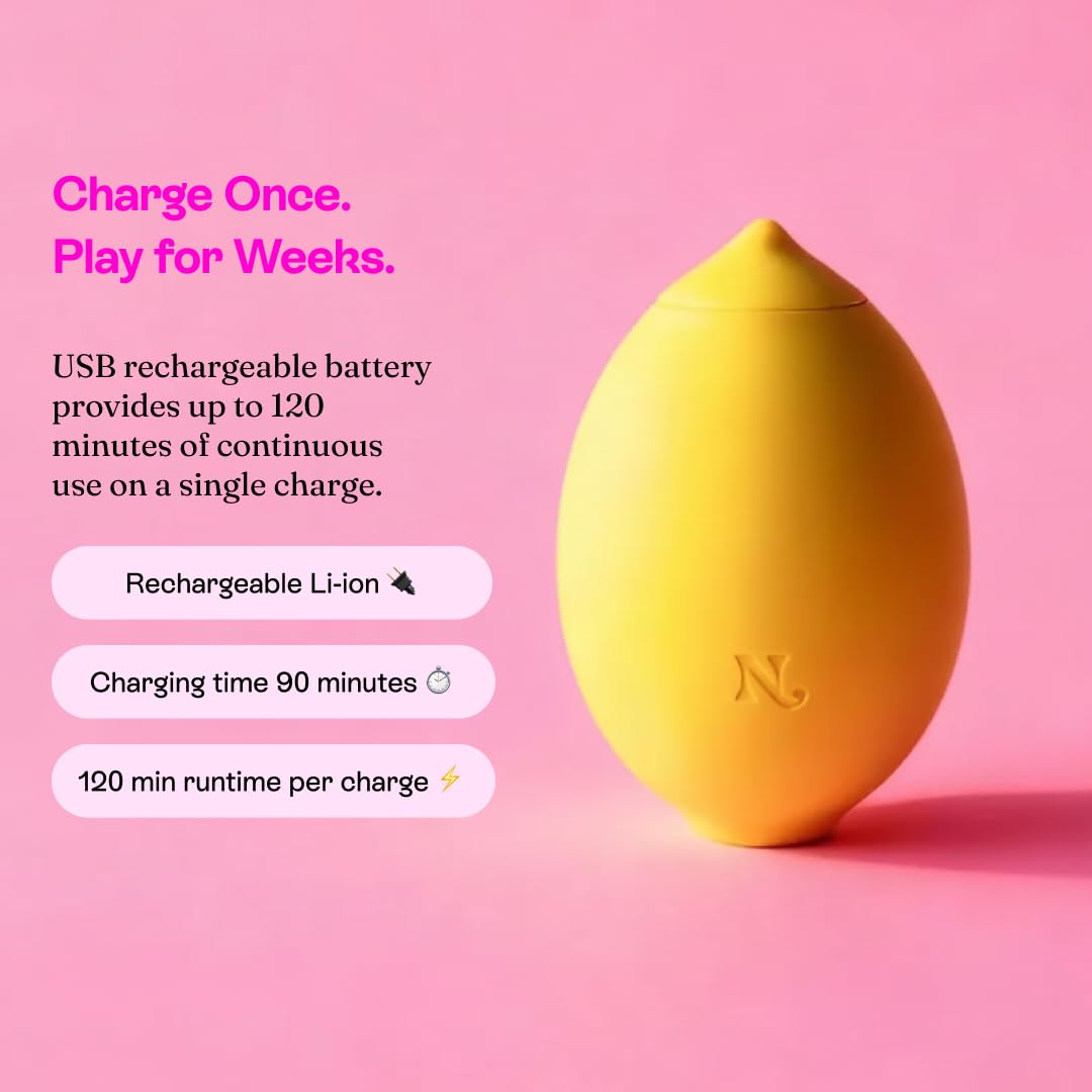 Hello Nancy Massager Device for Women, Handheld Air Suction with 12 Intensities, Discreet Lemon Shape for Comfort and Relaxation, Compact Travel Friendly Massager for Daily Wellness and Stress Relief