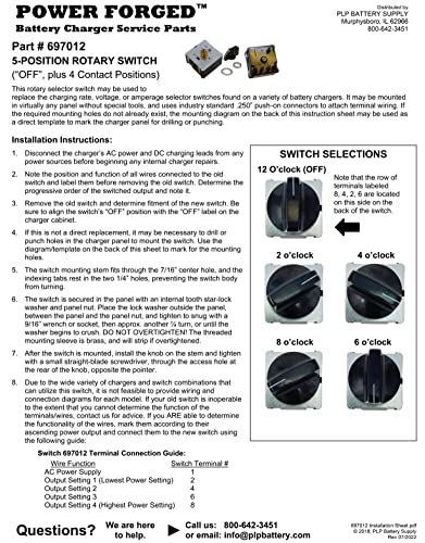 Powerforged 697012 Battery Charger Switch - 5 Position Replacement Switch Kit Fits Various Battery Chargers thumb #3