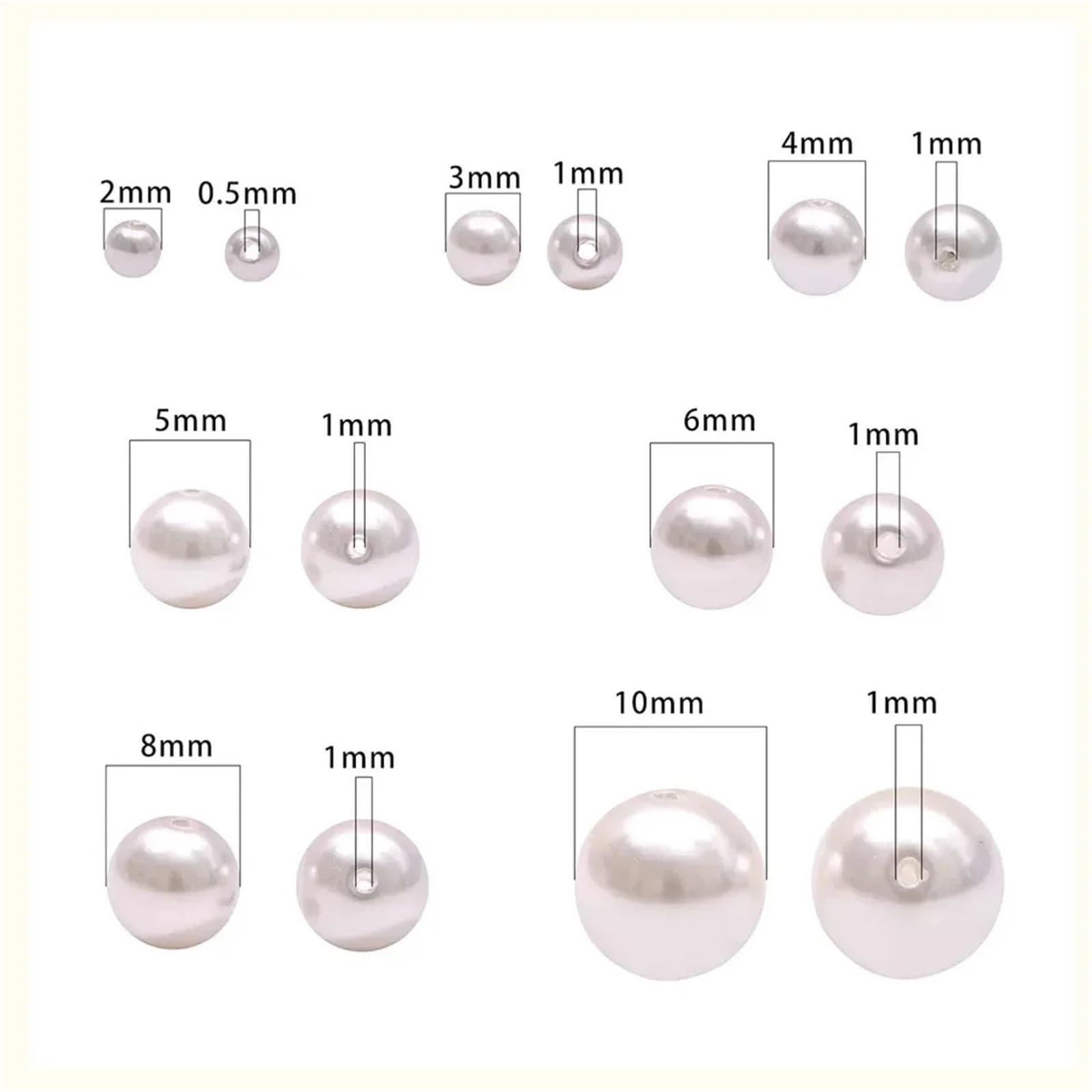 10 cajas de perlas de imitación de ABS de 3 a 14 mm para hacer joyas hechas a mano, materiales adecuados para collares, pulseras | Cuentas de perlas versátiles para collares, pulseras y proyectos de manualidades. (Blanco)