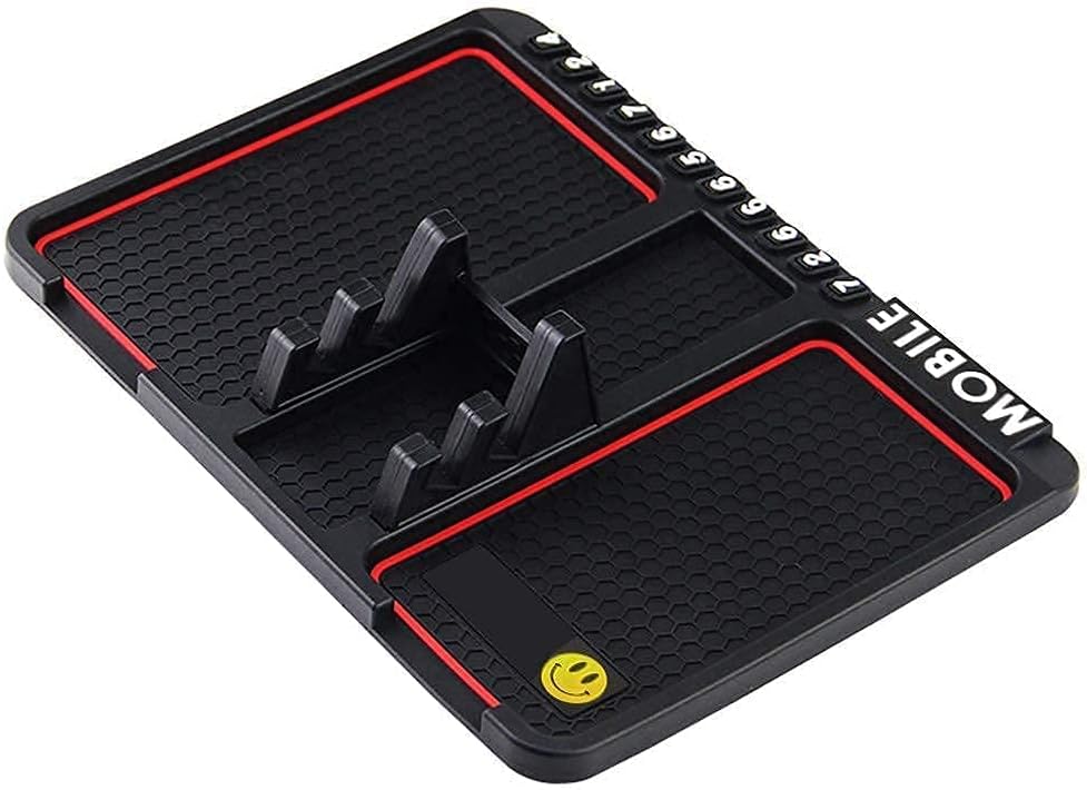 Car Dashboard Mat Anti-Slip Rubber Pad for XF All 2016 to 2019 Models of Jaguar Silicone Mat for All Cars (Black/Red)