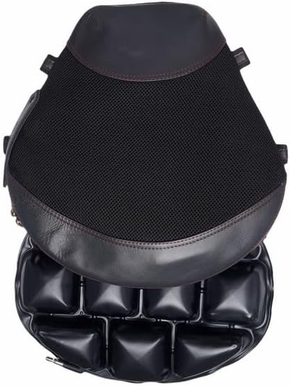FEGO Leather Float - Air Suspension Seat Cushion Add-On|Reduces Butt Numbness & Back Ache- 46% Reduction In Shocks And Road Jerks |2X Ride Time-Lond Rides |Suitable For All Motorbikes And Scooters