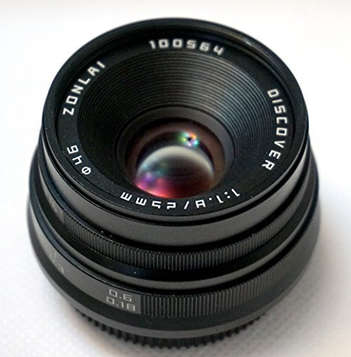 ZONLAI 25mm F1.8 Discover Manual Focus Lens Black for Sony NEX ILCE A5000 A6000 Camera