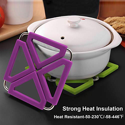 Setof5siliconetrivetmatexpandablehotpotholderwithstainlesssteelframeforhomekitchenheatresistantinsulatedhotpadscoasterstabledishmattablewareplacematforhotpansbowls Urban Country Home Decor Set of 5 silicone trivet mat expandable hot pot holder with stainless steel frame for home kitchen heat resistant insulated hot pads coasters table dish mat tableware placemat for hot pans bowls urban country home decor
