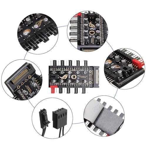 PWM - Hub de ventilador - Adaptador divisor de alimentación de ventilador de 4 pines/3 pines, caja de interfaz múltiple | Gestión de energía eficiente portátil para - imagen 6