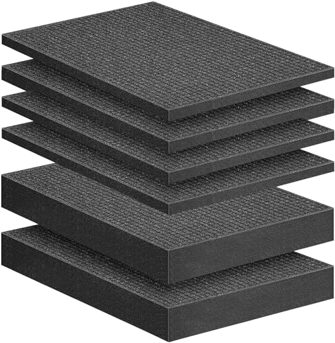 DECOHS 6 Pcs Pick Apart Foam Inserts- 2 Size Pick and Pluck Foam Sheets- Pluck Pre Cubed Foam Pads for Toolbox Game Box Cases Camera Storage Drawer