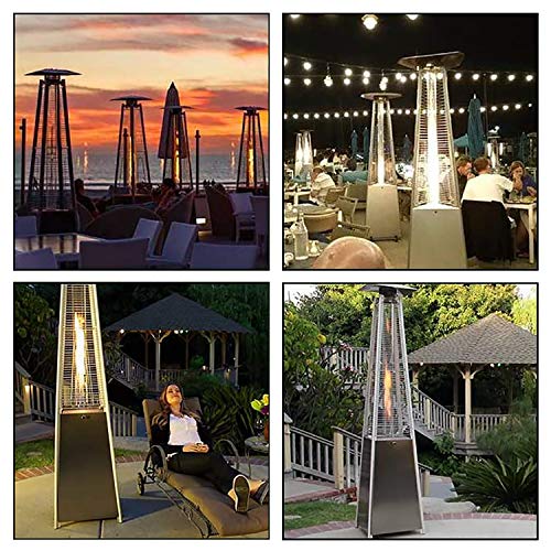 Pyramid Outdoor Patio Heater - 45000 BTU Stainless Steel Propane Heater with Cover Glass Tube