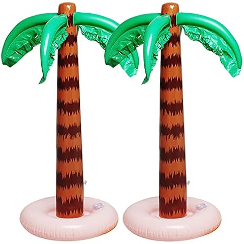 Aniann Inflatable Palm Tree Decoration, 2 Pack Jumbo Coconut Trees Beach Backdrop Favor Tropical Blow Up Hawaiian Summer Party Decor for Hawaiian Luau Party Decoration Cover