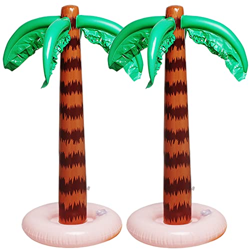 Inflatable Palm Tree Decoration, 2 Pack Jumbo Coconut Trees Beach Backdrop Favor Tropical Blow Up...