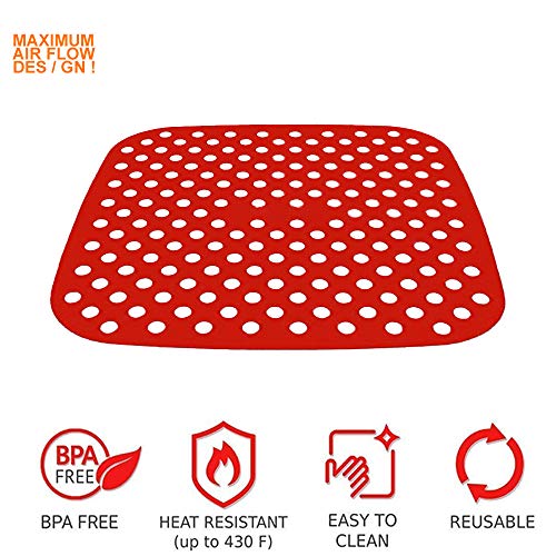 image for Barafat 2 Pcs Reusable Air Fryer Liners, Non-Stick Silicone Mats, Vari