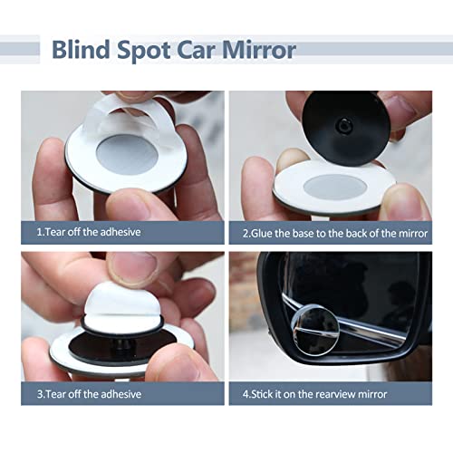 Neynavy 2 Pack Car Blind Spot Mirror, Hd Convex Rear View Mirror, Frameless Stick-On Round Mirror, 360° Rotate Wide Angle Lens, For Suv, Truck, Car Exterior Accessories (Silver) #TOP6