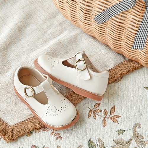 Image of GINFIVE Toddler Girls Dress Shoes Little Kids Flats School Mary Janes Shoes