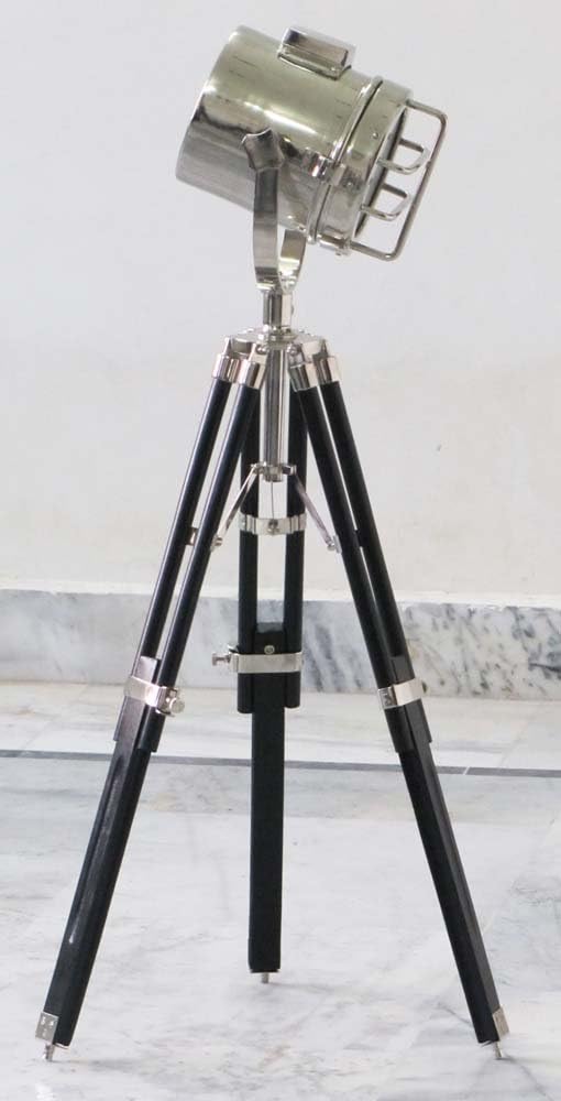 Nautical Chrome Searchlight W Tripod Stand Spot Light Studio Search Light Designer Table Lamp