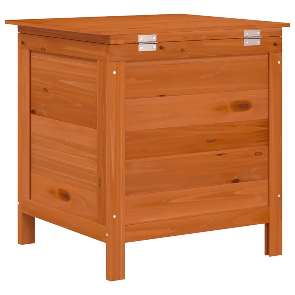 Scatola di immagazzinaggio da giardino marrone, 50 x 49 x 56,5 cm, in legno massello, con albero di stoccaggio, scatola per cuscini per esterni interni, giardino, balcone o terrazza