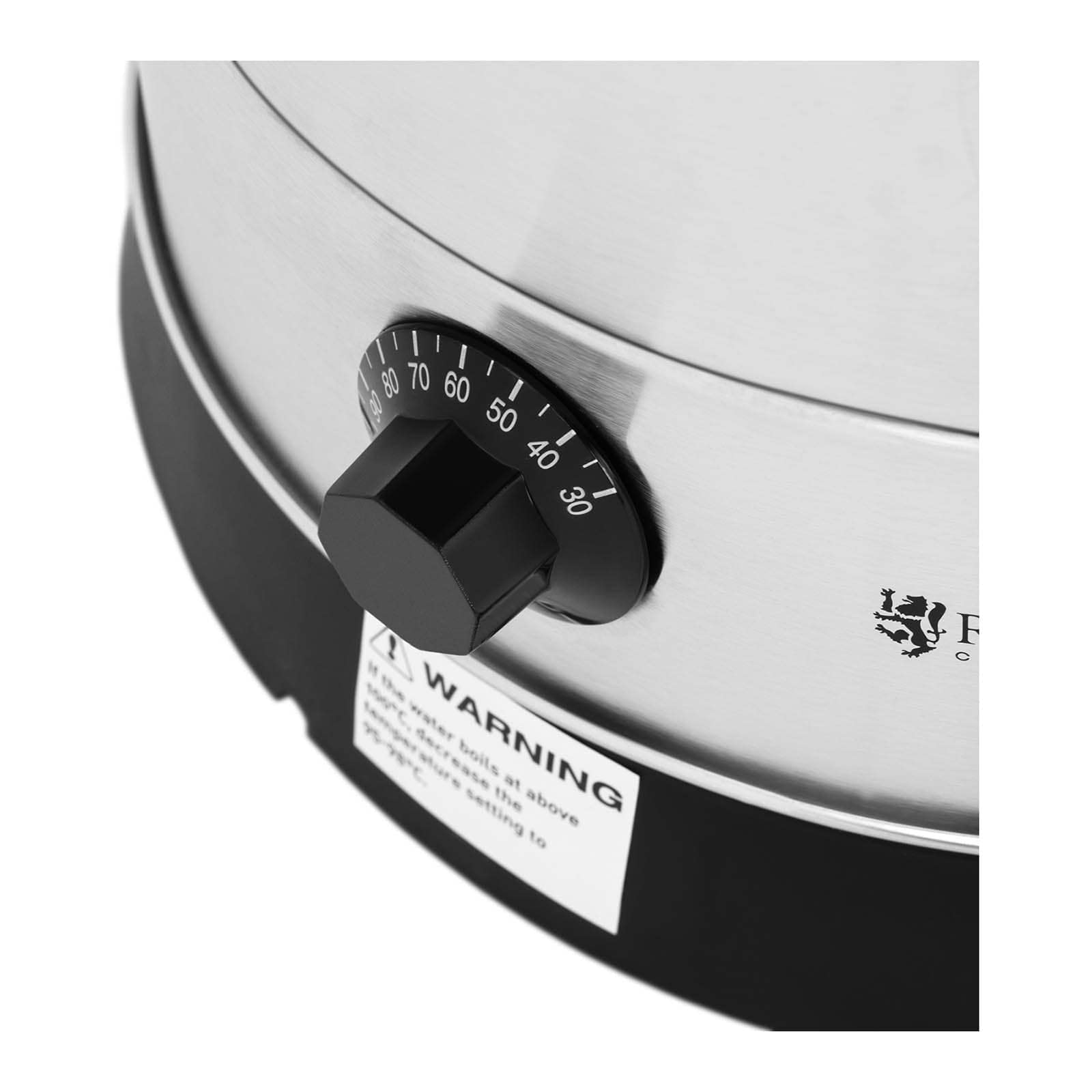 Royal Catering Distributeur D'Eau Chaude Avec Robinet En Acier Inoxydable Fontaine Bouilloire RC-WBDW23 (23,5 l, 2 500 W, 30-110 °C, Fonction De Maintien Au Chaud, Inox/Plastique)