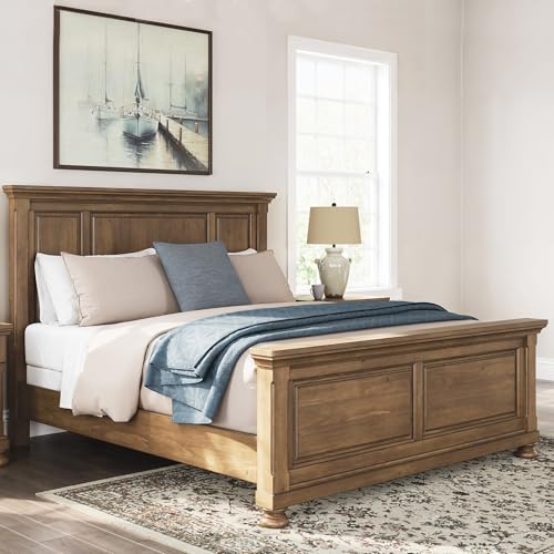Image of Signature Design by Ashley King Panel Bed Frame, Brown Wood, Glarrison