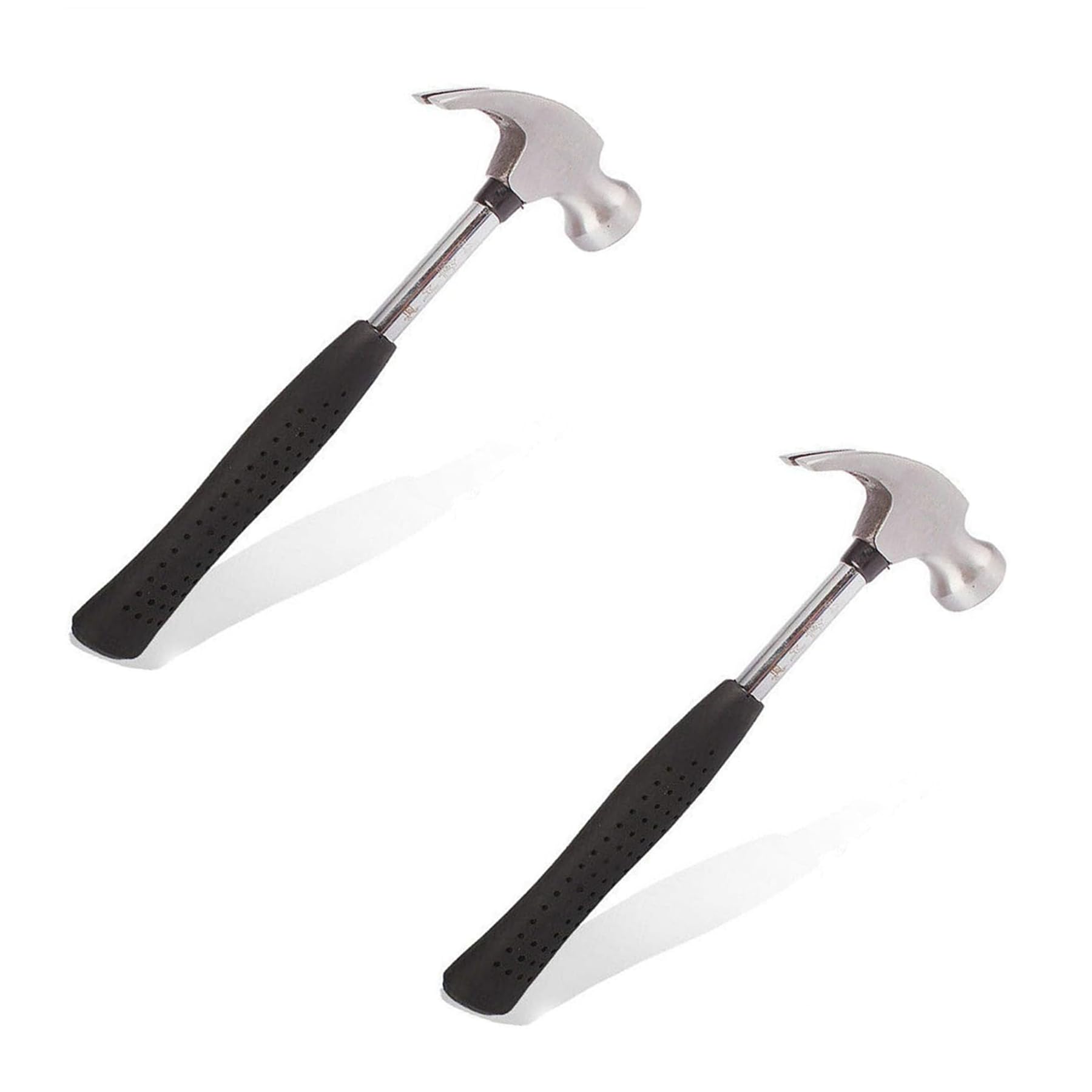 Hotooldo 2Pcs 4oz Mini Claw Hammer 160mm Rubber Handle Home Carpet Wall Nail Remover for Kids Repairing, Steel,Ergonomic,Black-Silver — image 1