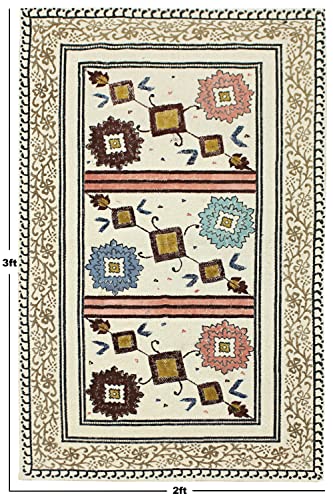 Tapis marocain grand format 2,1x2,1m lavable avec pompons pour chambre - 3