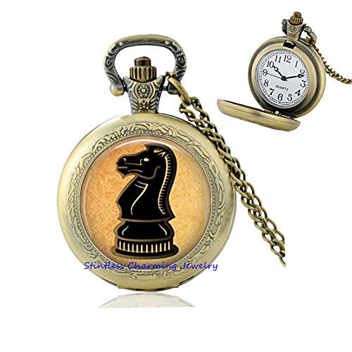 Chess Pocket Watch Necklace Symbol Pendant Antique Jewelry,Chess Piece Jewelry,Chess Player Gift,Chess Pocket Watch Necklace,Queen Jewelry,Gift for Her-JV400