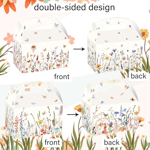 12 PCS Wildflower Party Treat Boxes Flower Party Favor Gift Box Wildflower Theme Candy Goodies Bags for Floral Bridal Baby Shower Birthday Wedding Party Supplies - Image 5