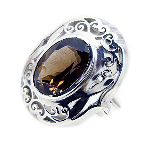 Bague en quartz fumé naturel et argent fait main pour femme | Taille 46 à 68