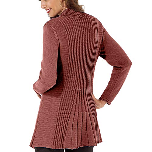 Cardigans for Women Long Sleeve Midweight Swingy Knit Cardigan Sweater W/Pocket-Mauve (Large)4