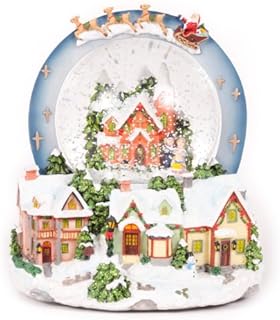 WeRChristmas Scene Musical Animated Snow Globe Christmas Decoration-20cm, Yellow|Beige|White