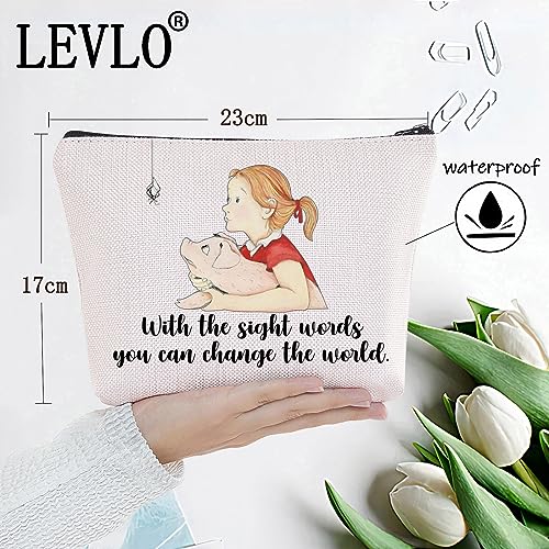 LEVLO Pig Wilbur & Fern Cartoon Cosmetic Bag Spider Charlotte Fans Gift With The Right Words You Can Change The World Makeup Zipper Pouch Bag for Movie Fans With The Right - Image 2
