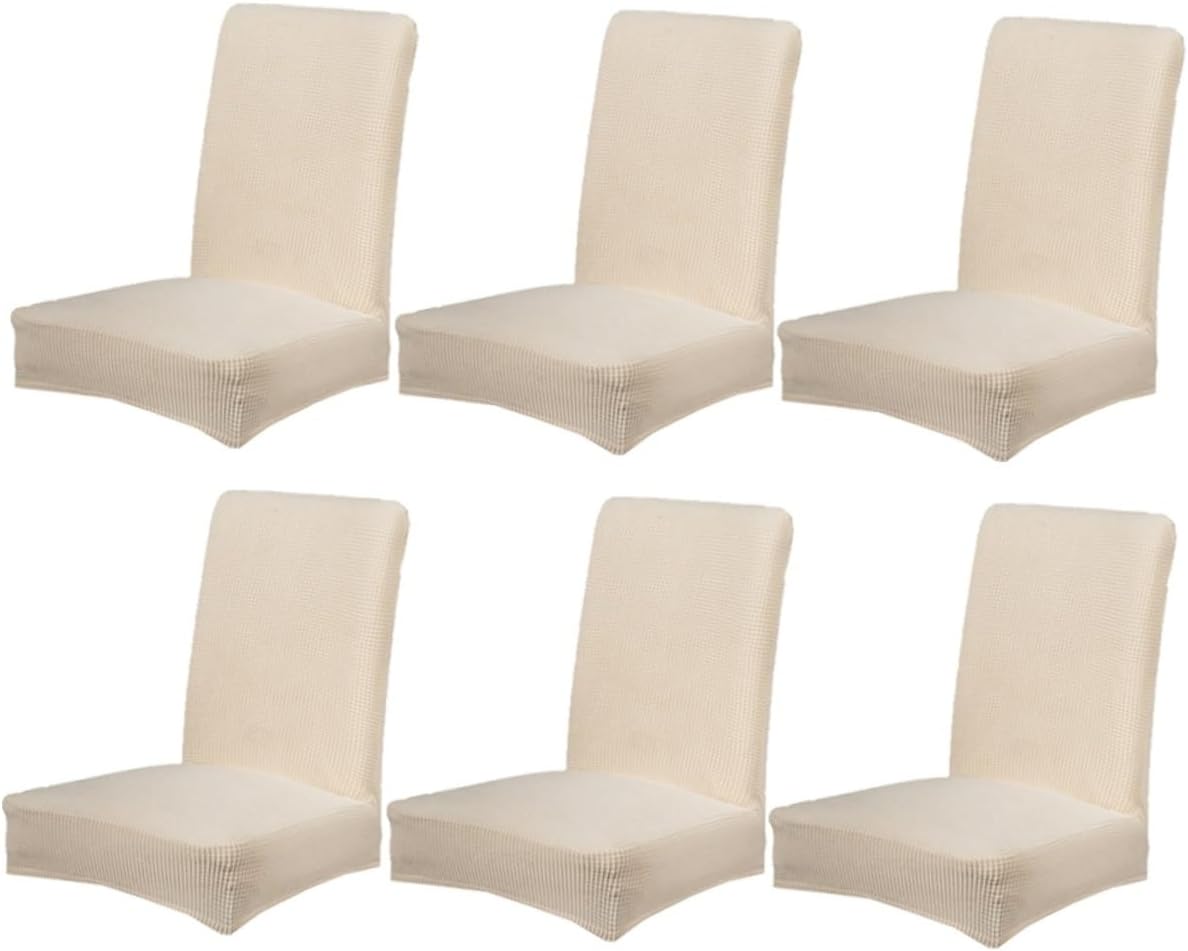 6pcs Elastic Stretchy Dining Chair Covers Seat Protectors Polyester Full Coverage for Home Office Banquet Wedding