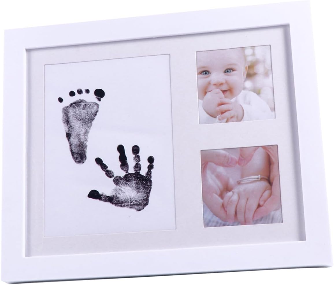 Creative Handprint Photo Frame for Growth Record White Plastic Keepsake Rack Unique Nursery Decor Gift for Parents