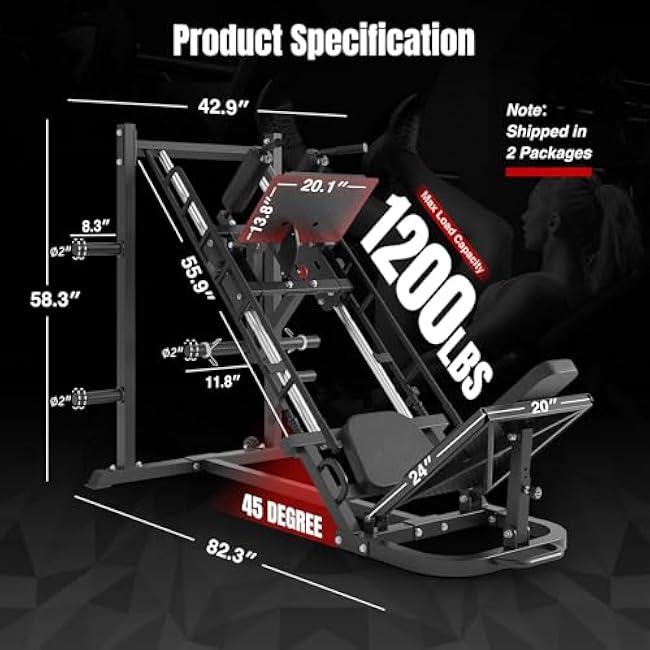 Dripex Leg Press Machine, Leg Press Machines for Home Gym, Professional Leg Press Hack Squat Machine Combo with 4 Weight Plate Storage Holders for Full Lower Body Workout