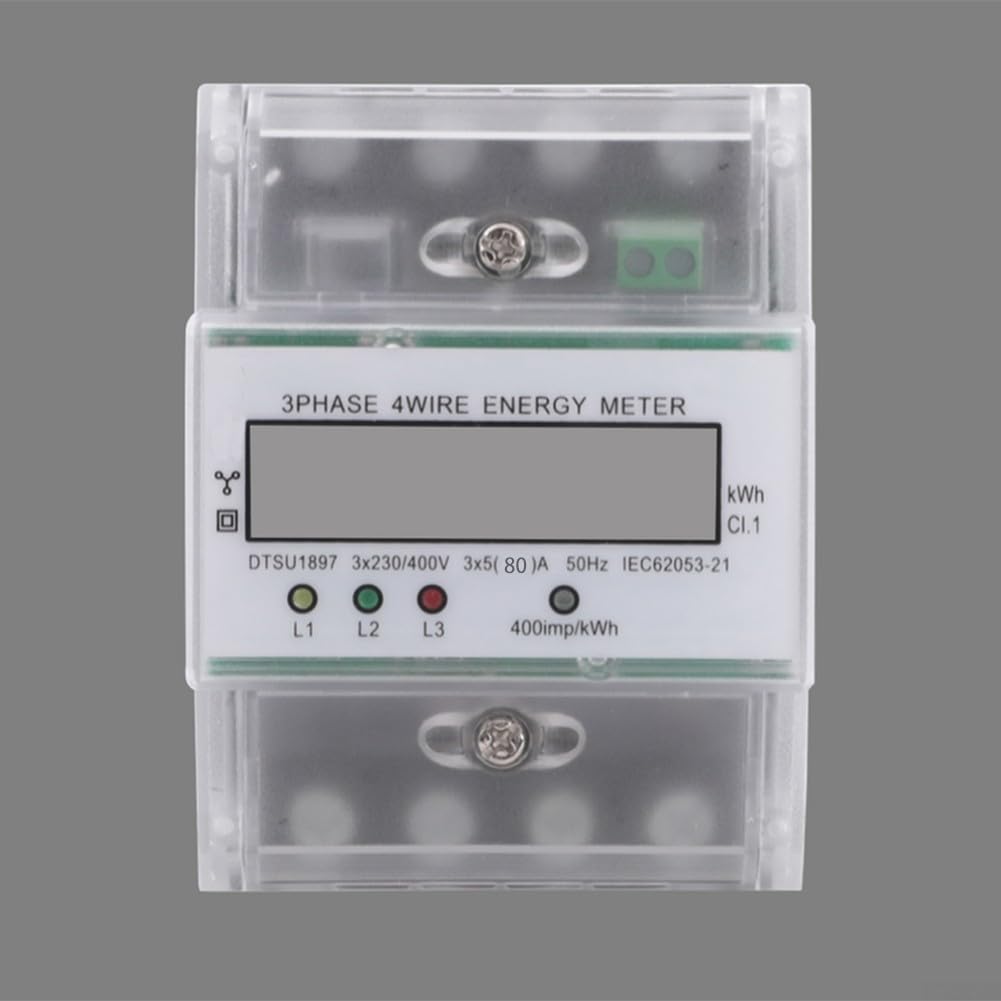 Dreiphasen-Energiezähler, 4-adrig, 230 V, 5-80 A, digitales Wattzähler, DIN-Schienenmontage, für Büroverbrauch