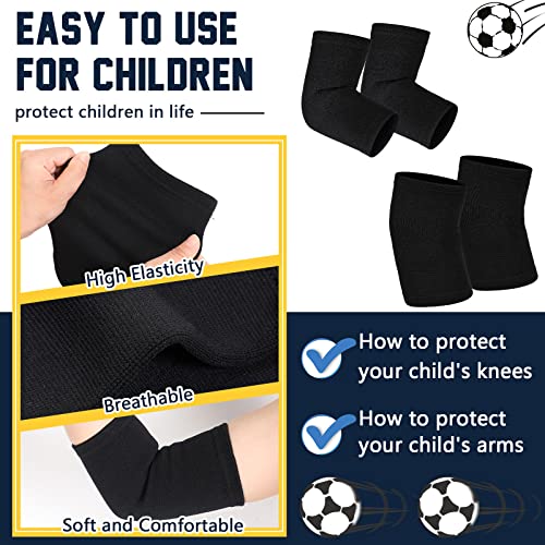 2 Pairs Kids Elbow Brace Knee Brace Tennis Compression Knit Knee Sleeves Arm Elbow Sleeve Elbow Support For Boys Girls Teen Basketball Sports Weight Lifting Volleyball Football Running, Medium, Black #TOP2