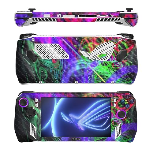 Image of MightySkins Carbon Fiber Skin Compatible with Asus ROG Ally - Neon Splatter | Protective, Durable Textured Carbon Fiber Finish | Easy to Apply