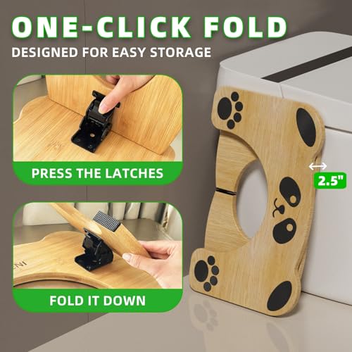 Image of Bamboo Toilet Stool Foldable, 7 in Poop Stool for Bathroom, Portable Squatting Potty Stool for Adults & Kids, Cute Non-Slip Toilet Foot Pooping Steps, No Assembly Required, 2026 New Upgrade
