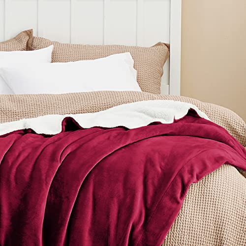 Bedsure Sherpa Fleece Throw Blanket For Couch - Thick And Warm Blankets For All Seasons, Soft And Fuzzy Throw Blanket For Sofa, Red, 50X60 Inches #TOP3
